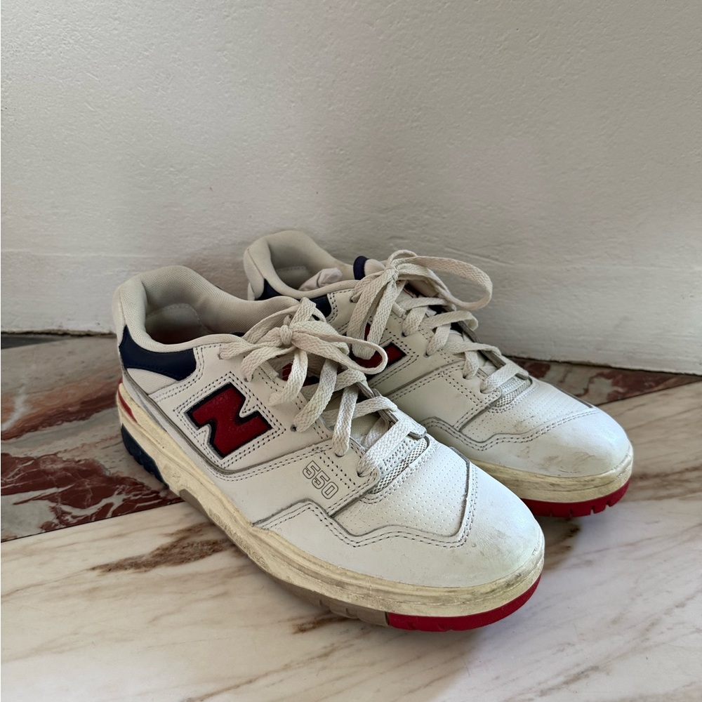 New Balance 550 x Aime Leon Dore White Red and Navy Sneakers size 6.5 Men’s